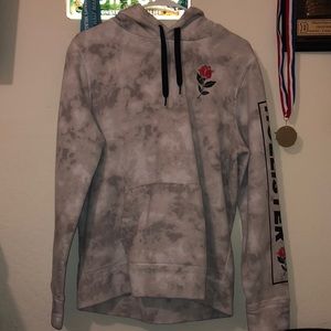 Grey/white Hollister rose hoodie